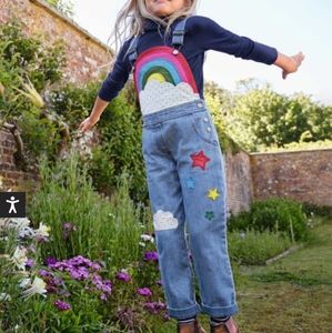 Mini Boden Rainbow Appliqué Denim Overalls